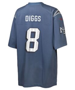 Youth New England Patriots Stefon Diggs Nike Storm Blue 2025 Rivalries Collection Game Jersey