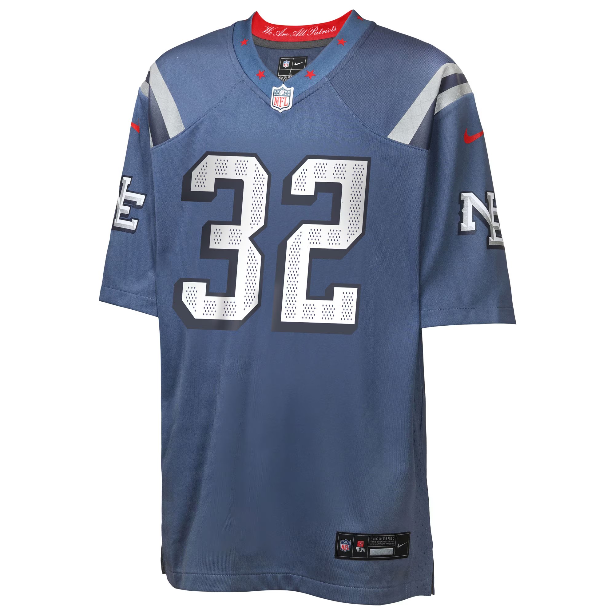 Youth New England Patriots TreVeyon Henderson Nike Storm Blue 2025 Rivalries Collection Game Jersey
