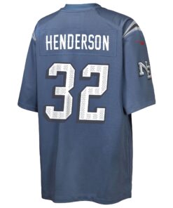 Youth New England Patriots TreVeyon Henderson Nike Storm Blue 2025 Rivalries Collection Game Jersey