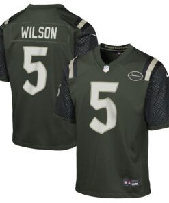 Youth New York Jets Garrett Wilson Nike Gotham Green 2025 Rivalries Collection Game Jersey
