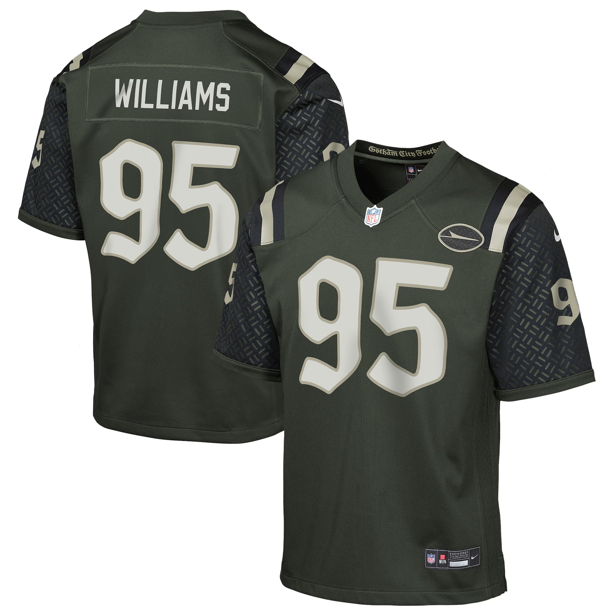 Youth New York Jets Quinnen Williams Nike Gotham Green 2025 Rivalries Collection Game Jersey