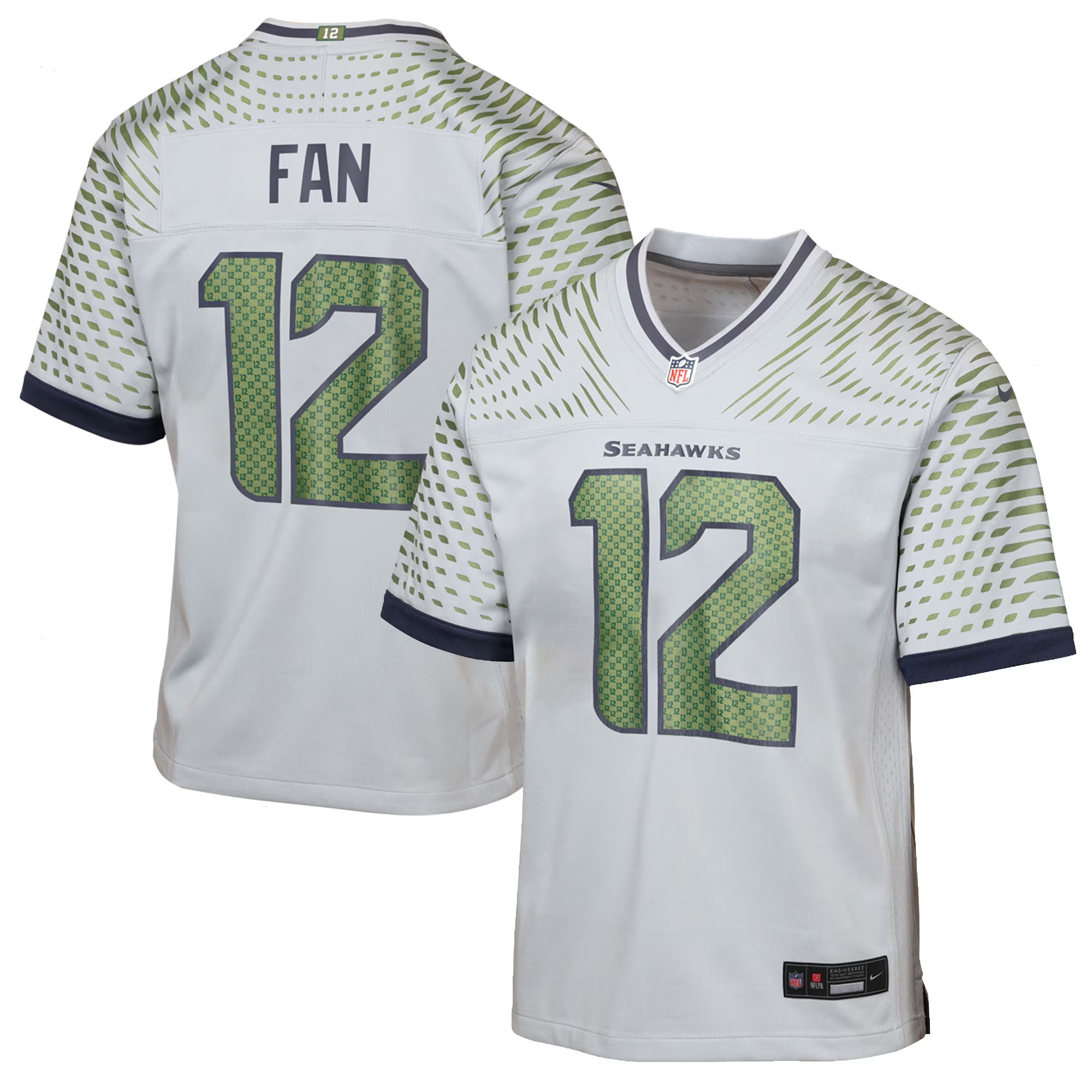 Youth Seattle Seahawks 12s Nike Wolf Gray 2025 Rivalries Collection Game Jersey