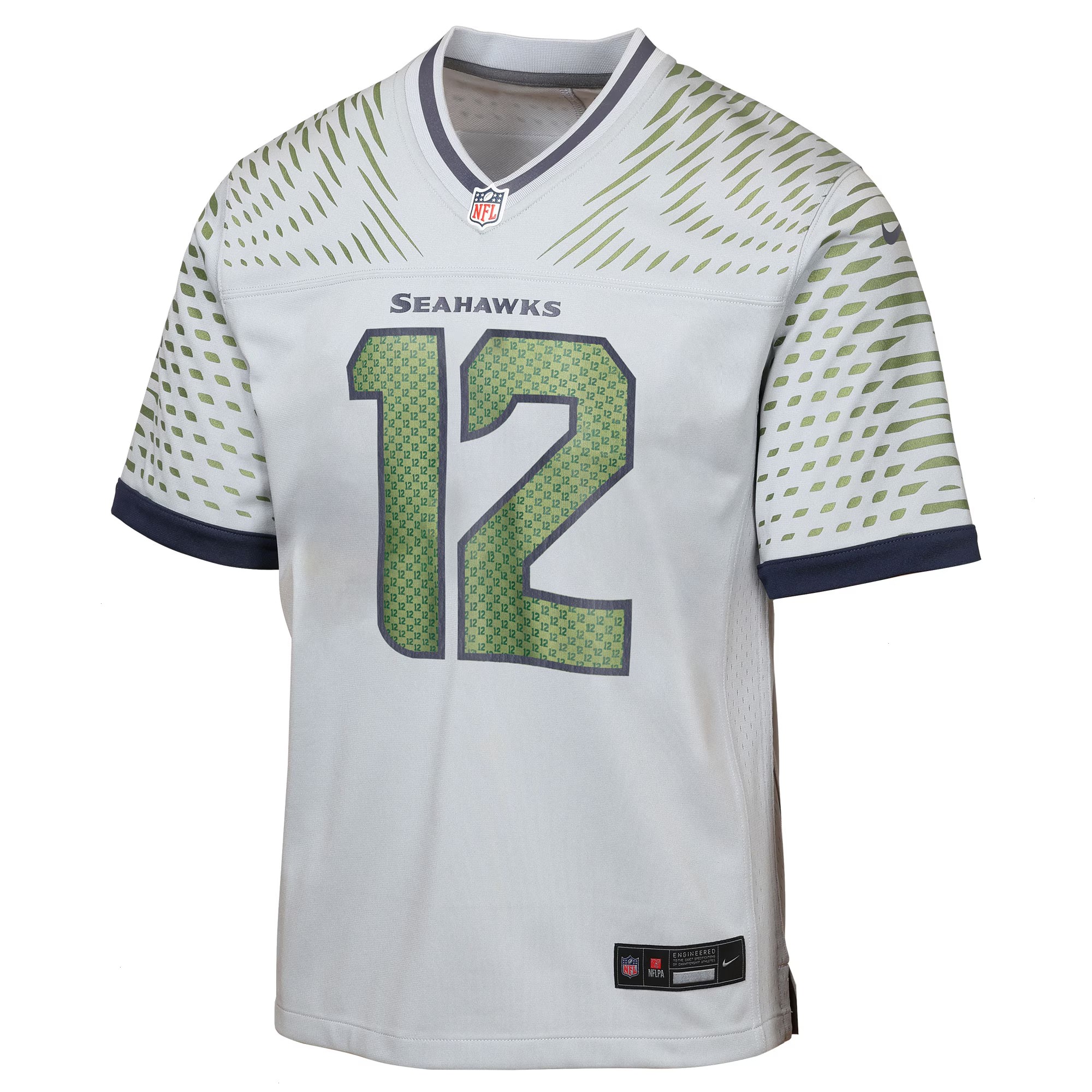 Youth Seattle Seahawks 12s Nike Wolf Gray 2025 Rivalries Collection Game Jersey